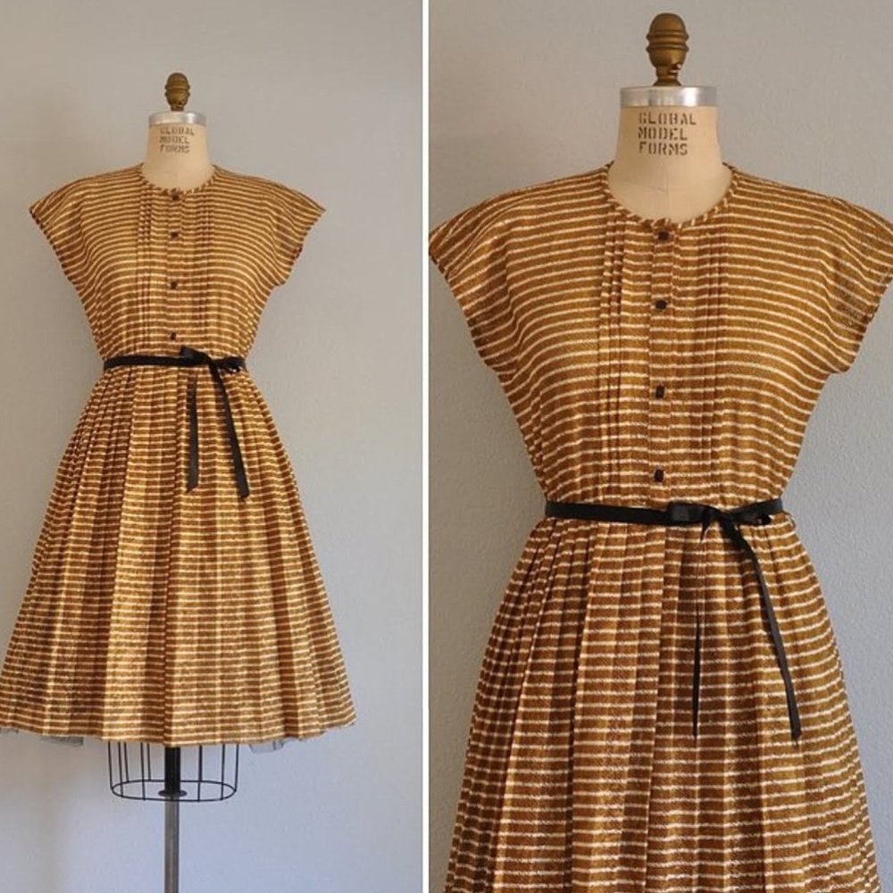 Vintage Golden Strip Dress